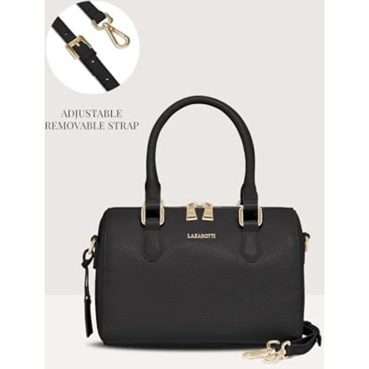 Lazarotti Bologna Leather Handtasche, 26 cm, Schwarz, aus Leder mit verstellbarem Schulterriemen – Bild 6
