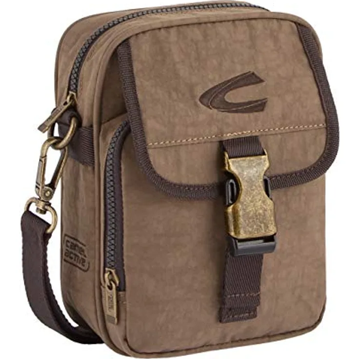 camel active Umhängetasche Journey, sportliche Schultertasche aus Nylon in Sand, geräumiges Hauptfach, verstellbarer Schulterriemen
