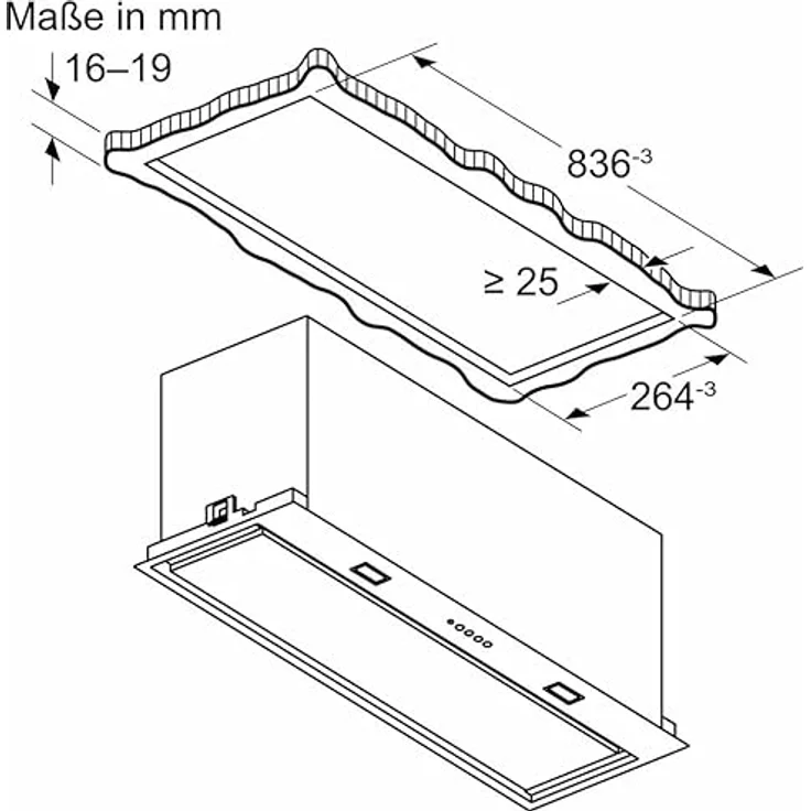 Siemens Lüfterbaustein LB87NAC50, 86cm Edelstahl, Abluft- und Umluftbetrieb, 3 Leistungsstufen, LED Arbeitsplatzbeleuchtung – Bild 10