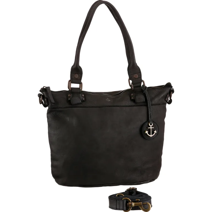 HARBOUR 2nd Shopper Bianca, Leder mit typischem Anker-Label und Schmuckanhänger