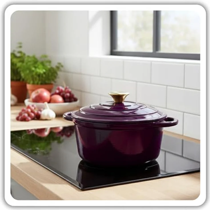Torvon Bräter Gusseisen-Topf emailliert 22 cm, Farbe Aubergine, ideal für Ofen und Herd – Bild 8