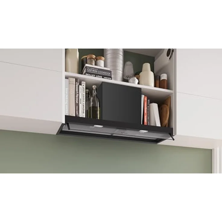 Bosch DBB95CC60, Serie 4, Integrierte Designhaube 90 cm, Klarglas, Mattschwarz, 3 Leistungsstufen, Abluft- und Umluftbetrieb – Bild 4