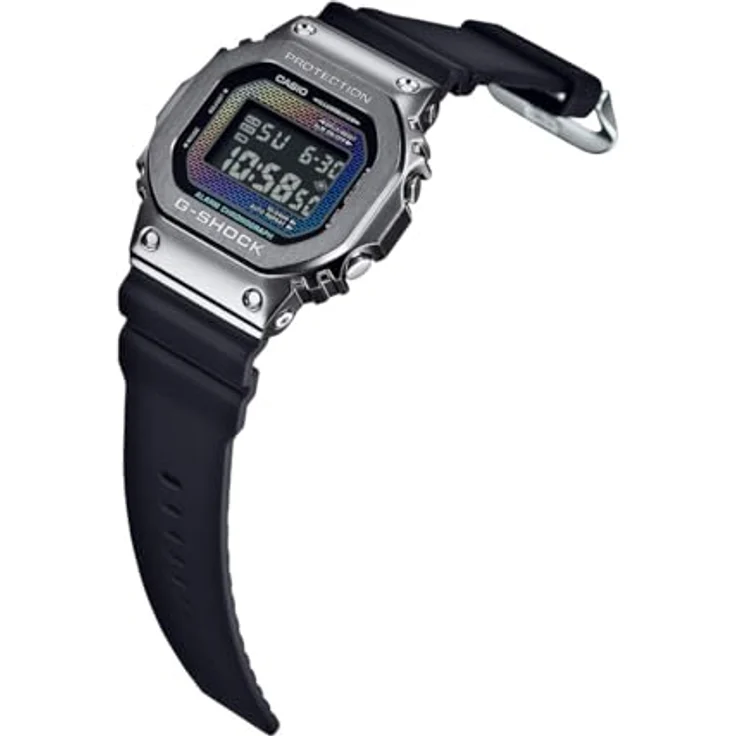 Casio G-Shock G-Steel Herrenuhr Schwarz/Regenbogen GM-5600RW-1ER, Edelstahlgehäuse, schwarzes Kunststoffarmband – Bild 4