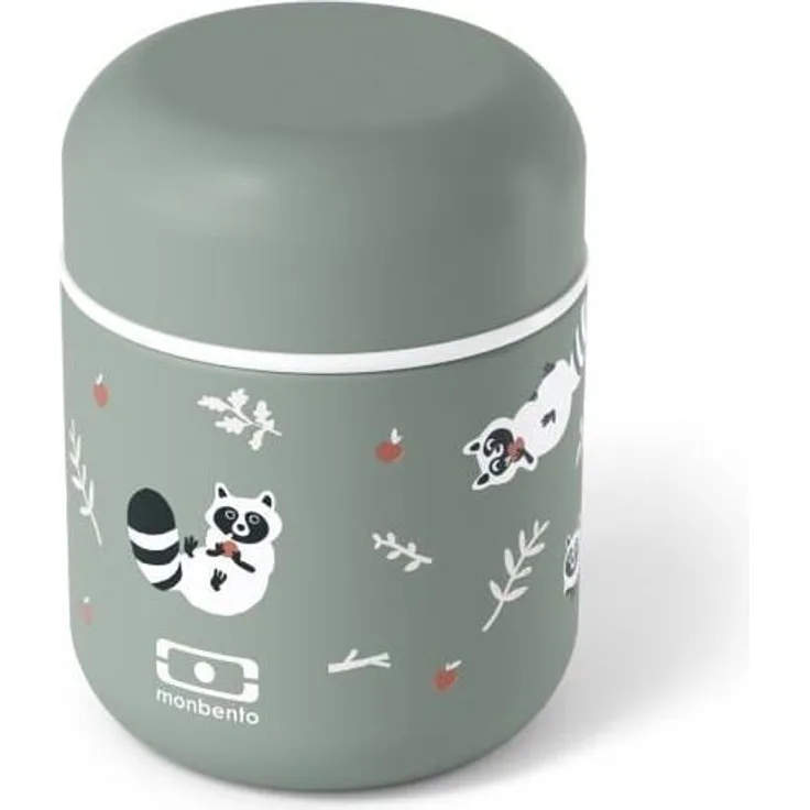 Monbento Kids Small Insulated Container MB Capsule Raccoon - Leakproof and Insulated - Small Lunch Box Keeps, Lunchbox