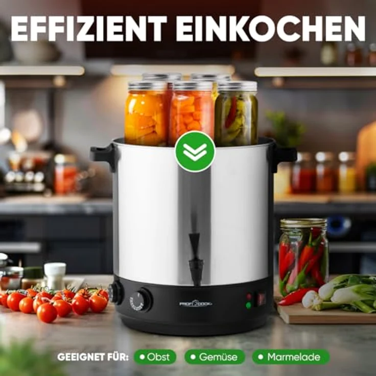 ProfiCook Einkoch- und Heißgetränkeautomat PC-EKA 1283, 2in1 Heißgetränke- & Einkochautomat, 2100W, Edelstahl – Bild 3