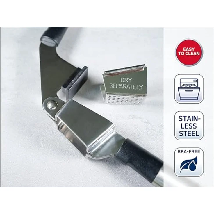 Leifheit Knoblauchpresse ProLine-Serie, Knoblauchschneider aus rostfreiem Edelstahl, spülmaschinenfest, garlic press, hochwertiges Design, einfache Handhabung und Reinigung, silber, schwarz – Bild 2