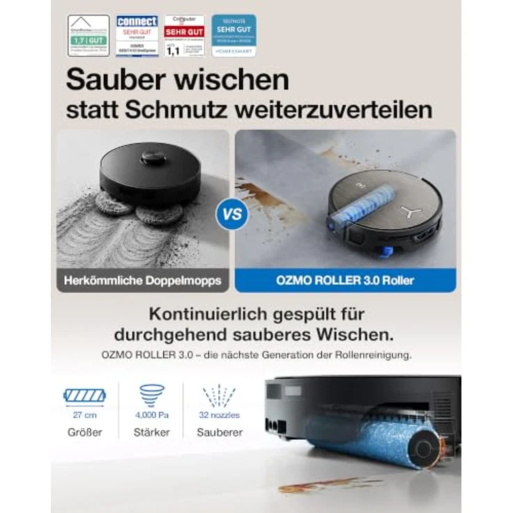 ECOVACS DEEBOT X12S OmniCyclone, Saug- und Wischroboter mit 53 AW Saugkraft, OZMO ROLLER 3.0, intelligente Teppichreinigung und TruePass-System – Bild 2