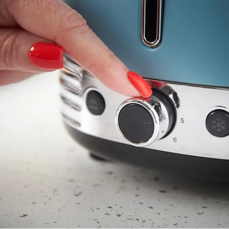 Russell Hobbs Toaster Hanley Retro Blau, 2 Scheiben, 6 Bräunungsstufen, extra breite Toastschlitze, Auftauen/Aufwärmen/Stoppfunktion, Brötchenaufsatz, Krümmelschublade, Lift & Look, 28651-56 – Bild 5