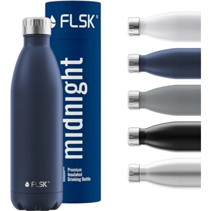 FLSK Trinkflasche I Premium Edelstahl-Thermosflasche I 24 Std. Kalt & 18 Std. Heiß (Midnight, 750 ml) – Bild 1