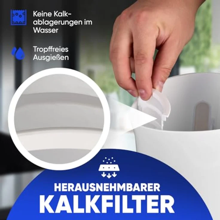 Clatronic® Wasserkocher 1,7 L mit automatischer & manueller Abschaltung | herausnehmbarer Kalkfilter | max. 2200Watt | WK 3819 weiß – Bild 3