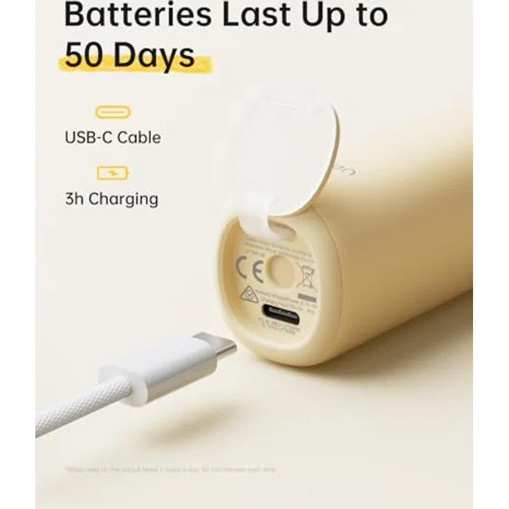 Laifen Wave Spezial Elektrische Zahnbürste, oszillierend & vibrierend mit App, 2 Bürstenköpfe, 50 Tage Akkulaufzeit, gelb – Bild 3