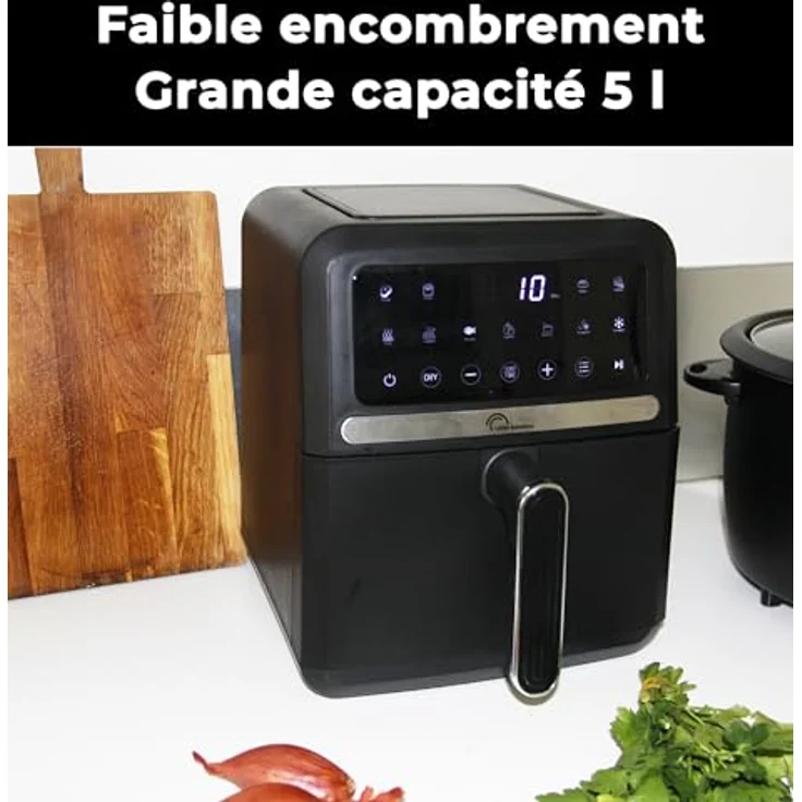 LITTLE BALANCE 8725 Crousty Light, ölfreie Heißluftfritteuse mit 11 Programmen, 5 Liter für 4 Personen, 1500 W, PFAS-frei, Schwarz – Bild 3