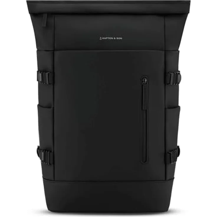 Kapten & Son Helsinki Pro Backpack, Rucksack mit gefüttertem Laptopfach und wasserabweisendem Material, All Black