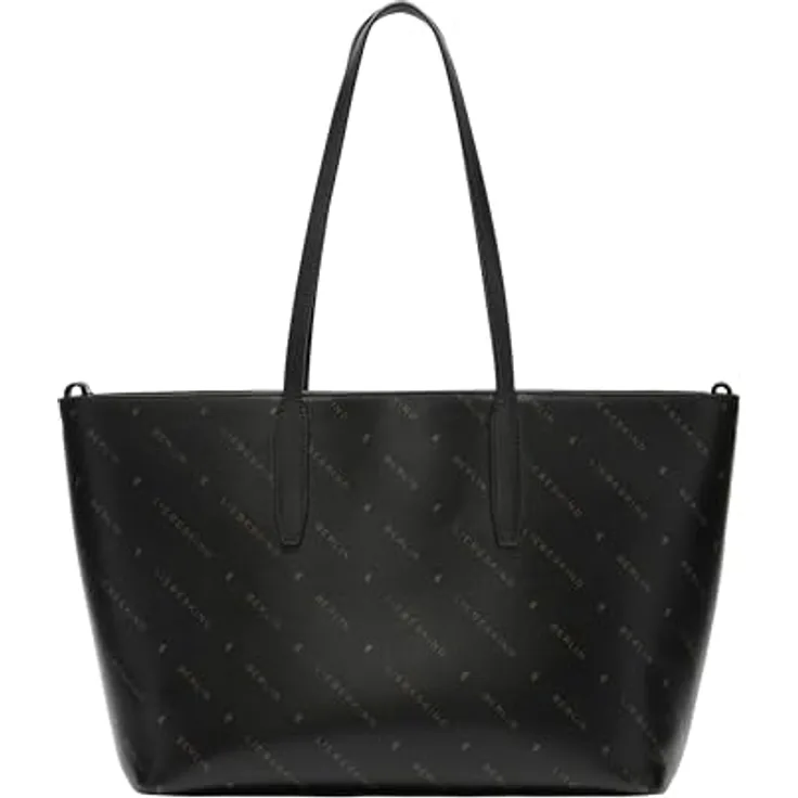 Liebeskind Monogram Shopper Tasche M, 100% Leder, 47 cm x 12 cm x 26 cm, schwarz
