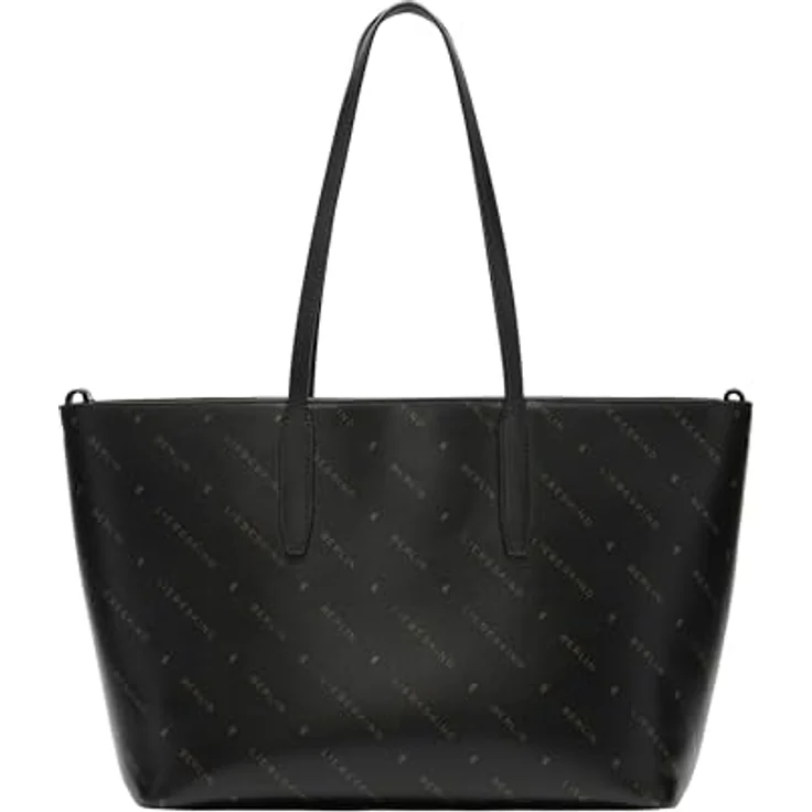 Liebeskind Monogram Shopper Tasche M, 100% Leder, 47 cm x 12 cm x 26 cm, schwarz – Bild 1