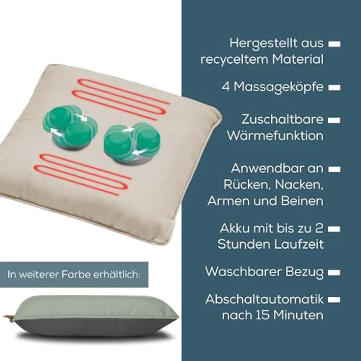 Beurer, Massagegerät, MG 139 Massagekissen Akku mit Wärmefunktion 2 Stufen beige 102.75 – Bild 6
