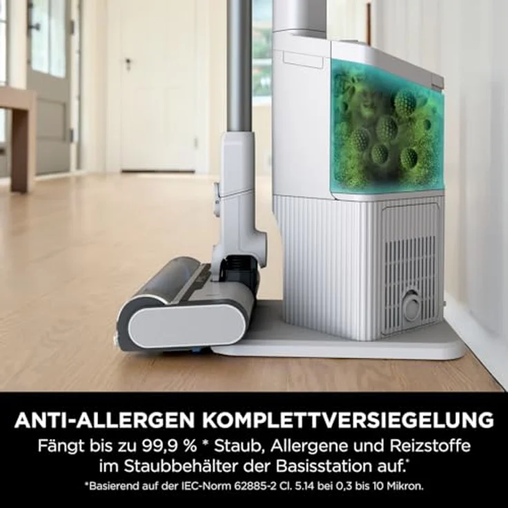 Shark Clean & Empty kabelloser Akku-Staubsauger mit Auto-Empty-System, leichter Anti Hair Wrap Staubsauger, Haustier- & Fugendüsen, 40 Min. Laufzeit, Ladestation, LED-Scheinwerfer, Weiß/Blau – Bild 5