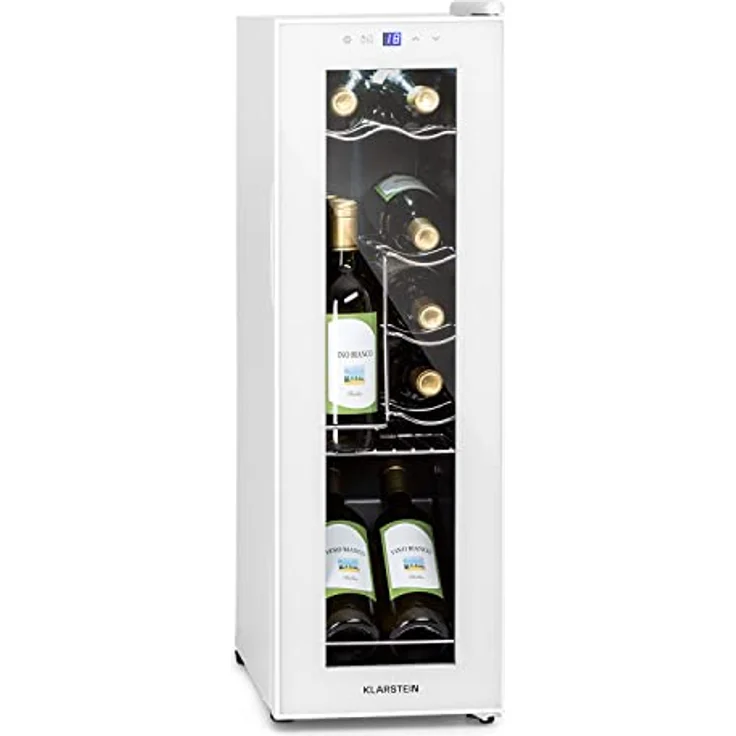 Klarstein Shiraz 12 Slim Uno Weinkühlschrank, freistehend, weiß, 12 Flaschen, Touch, 5 - 18 °C, LED, Energieklasse G – Bild 2