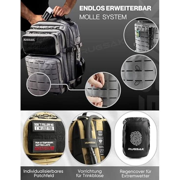 RUGSAK Alpha Go 25L Rucksack Desert Sand – Wasserabweisend, 18-Zoll Laptopfach, Ergonomisch, Alltag, Reise & Outdoor – Bild 9