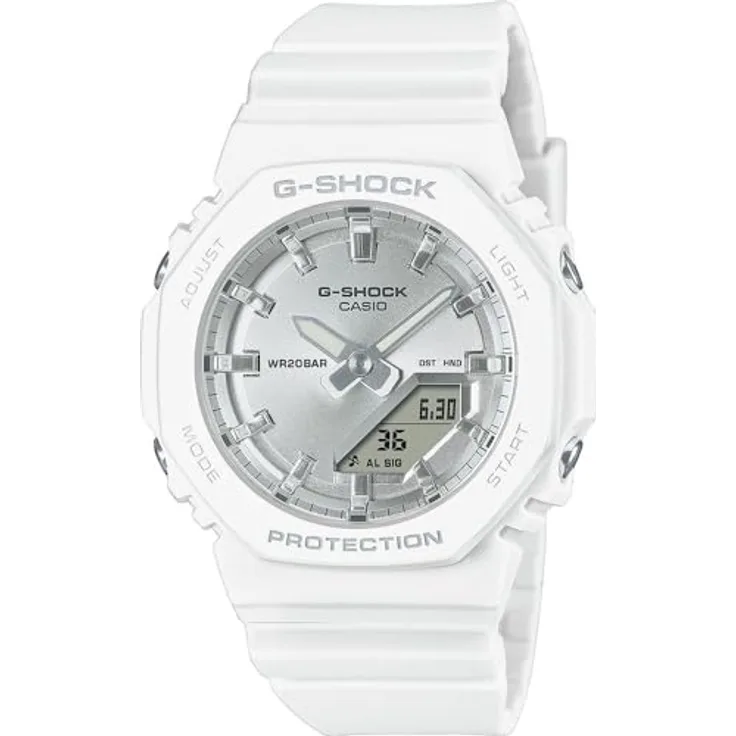 Casio Watch GMA-P2100VA-7AER, Analog-Digitaluhr in Weiß mit Kalenderfunktion
