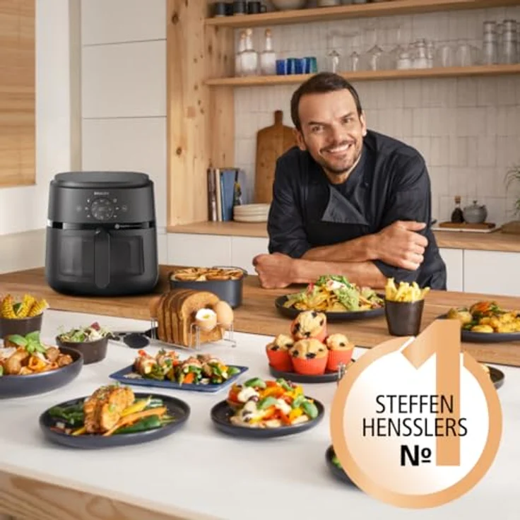 Philips Airfryer 2000 Series Heißluftfritteuse, 6,2 L, kompaktes Design, 13 Garoptionen, RapidAir-Technologie, Touchscreen-Steuerung, leicht zu reinigen (NA230/00) – Bild 3