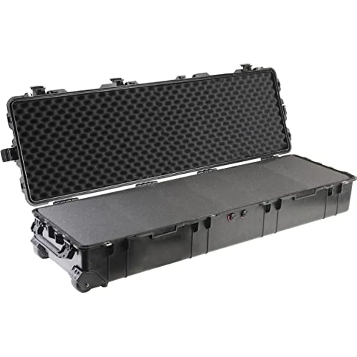 PELI 1770 Transportkoffer mit Extrem Robusten Rollen aus Polyurethan, IP67 Wasserdicht, 120L Volumen, Schaum, Schaum, Schwarz