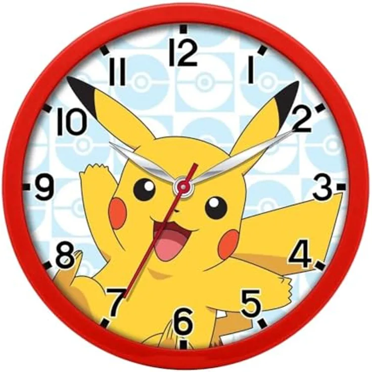 Kids Euroswan Pokémon Wanduhr mit 25 cm Durchmesser, manueller Anzeige und Pokémon Design