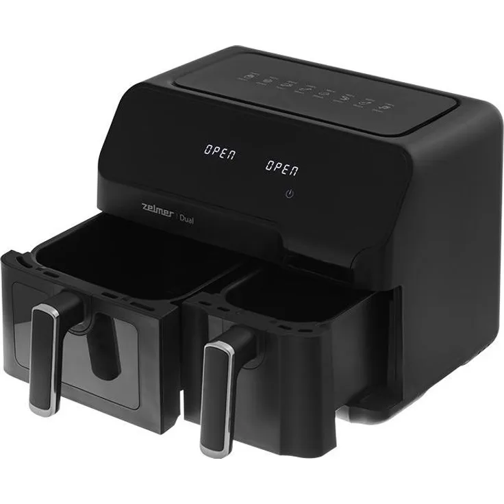 Zelmer ZAF9000 Heißluftfritteuse, 9 l mit Dual Zone-Funktion und Backfunktion, schwarz