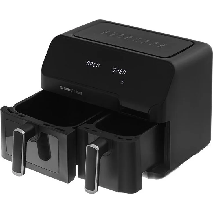 Zelmer ZAF9000 Heißluftfritteuse, 9 l mit Dual Zone-Funktion und Backfunktion, schwarz