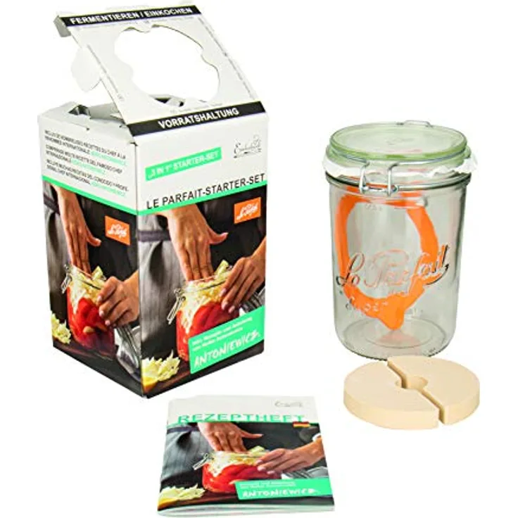 Le Parfait Drahtbügelglas 750 ml inkl. Gummiring zum fermentieren / einmachen