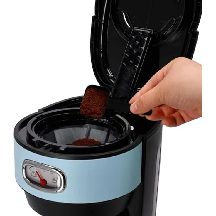 Westinghouse Kaffeemaschine Retro-Design, Filterkaffeemaschine für bis zu 10 Tassen, Permanentfilter, Glaskanne, Tropfschutzsystem, Warmhaltefunktion, Brühvorgang-Anzeige, Abschaltautomatik, hellblau - Preisvergleich – Bild 3