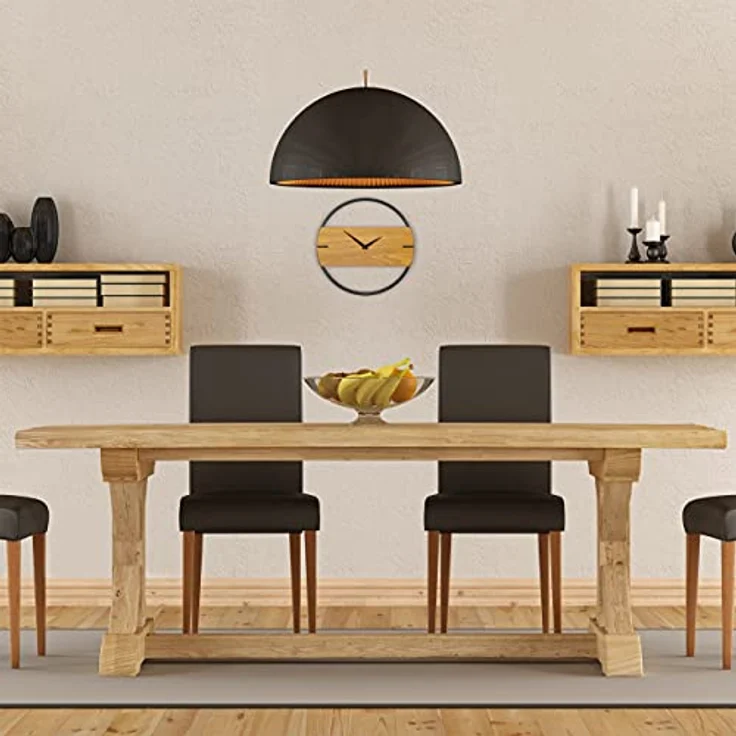 Relaxdays Wanduhr Holzoptik, modern, analog, Uhr für Küche, Wohnzimmer, Flur & Büro, Zimmeruhr, Ø 30 cm, braun/schwarz – Bild 5