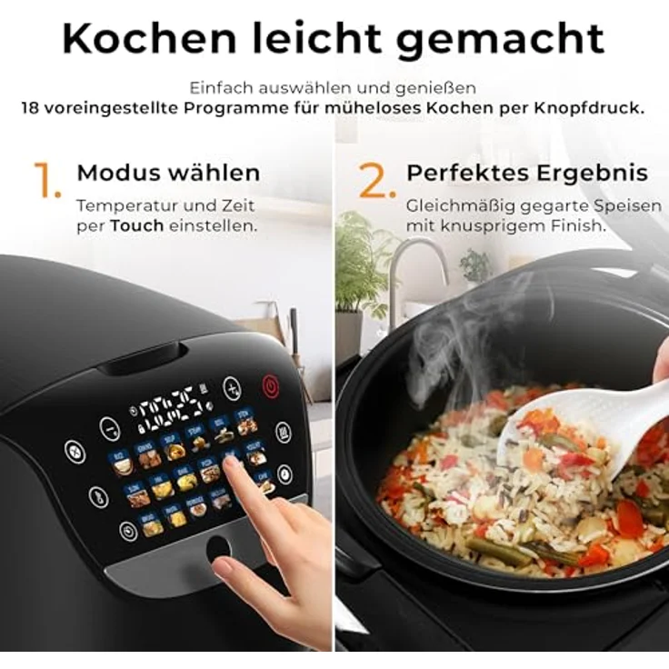 Balter MK-01, Reiskocher Multikocher mit 18 Programmen, 4L, Fuzzy-Logic, Dampfgarer & Slow Cooker, inkl. Premium Topf, Zubehör & Rezeptbuch – Bild 3