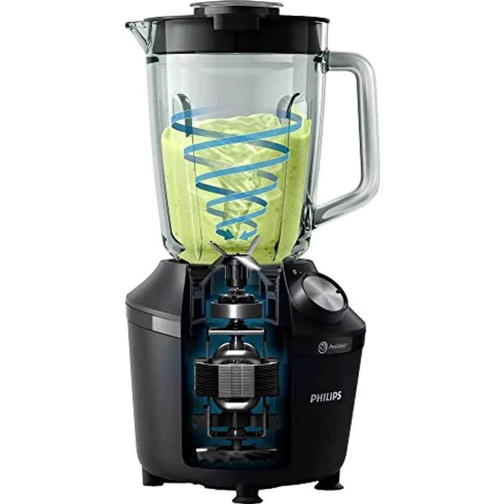 Philips HR2291/01 Standmixer, 600 Watt, 2 Liter Mixbehälter aus Glas, Drehregler, schwarz – Bild 2
