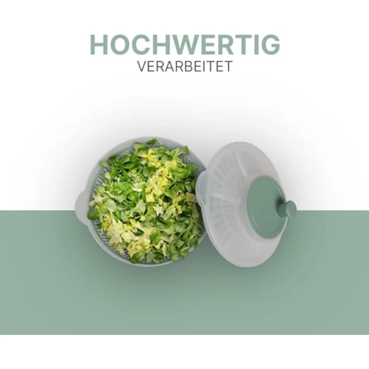 Pro Home Salatschleuder (2,7 Liter, Ø20cm) BPA-frei, 3in1 - Schleuder, Sieb und Salatschüssel, 3D Kurbel - grün – Bild 5