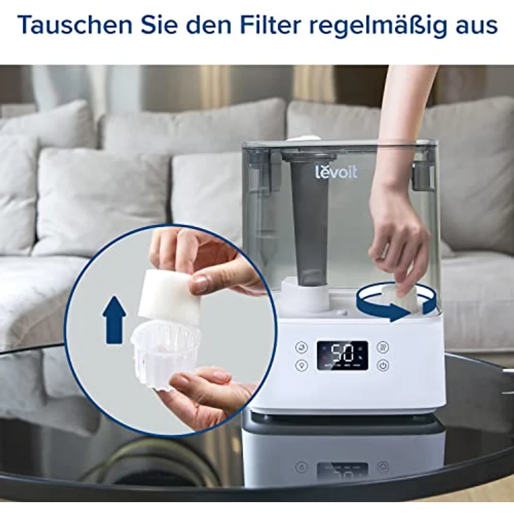 Levoit Luftbefeuchter Ersatzfilter Fängt feine Partikel im Wassertank auf, um die Befeuchtungseffizienz zu verbessern, kompatibel mit Dual150, Dual200S, Classic300(S), LV600S, Weiß, 10 Pack – Bild 5