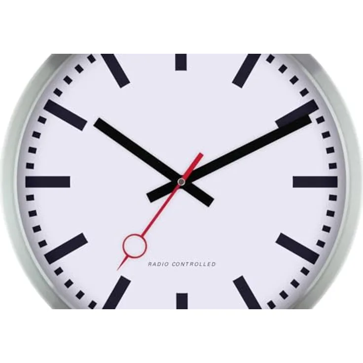 Eurotime 53820-05 Funk Wanduhr 30 cm Schwarz mit erhabenen Ziffern