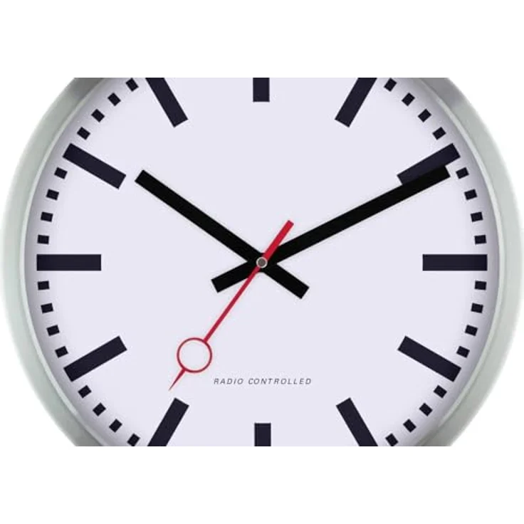 Eurotime 53820-05 Funk Wanduhr 30 cm Schwarz mit erhabenen Ziffern