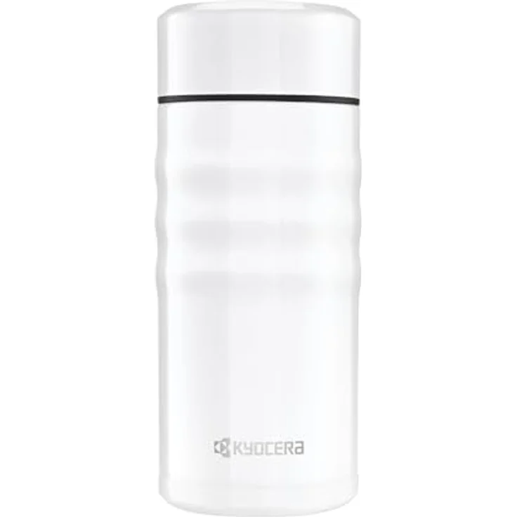 Kyocera TWIST TOP - isolierte Trinkflasche mit keramischer Innenbeschichtung | schadstoff-frei | auslaufsicher | leicht | stylisch | perlweiß, 350 ml – Bild 2