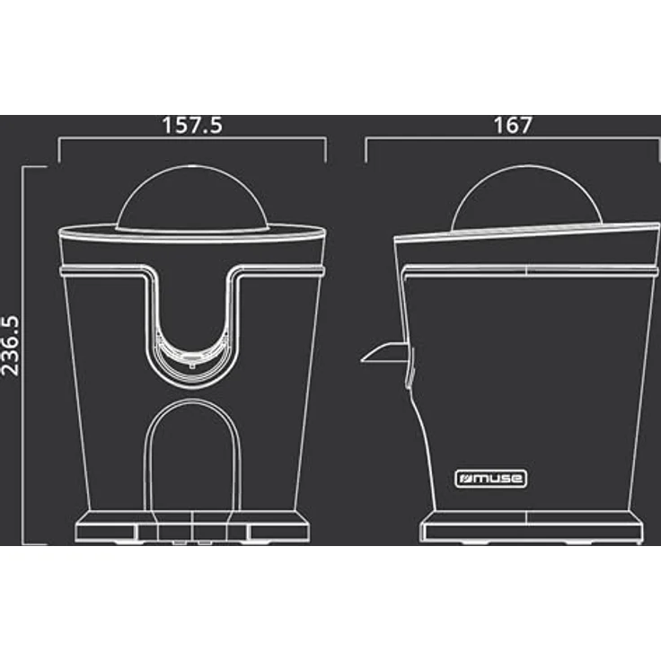 MUSE MS-10 CP Power Juicer, Fruchtsaftpresse aus Edelstahl, Schwarz und Chrom, 160W leistungsstarker Entsafter mit Edelstahlfilter – Bild 5