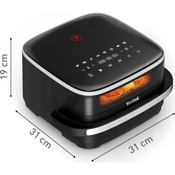 Tefal Easy Fry Heißluftfritteuse XL, Schwarz - XL-Grillfläche, geräumiger Garkorb, kompaktes Design, Sichtfenster, Pizza backen, Touchdisplay, energiesparend – Bild 3