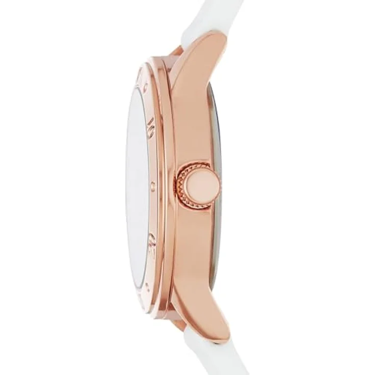 Skechers Damen Analog Quarz Uhr mit Silikon Armband SR6053, 36mm Gehäuse, roségoldenes Zifferblatt, weißer Silikongurt – Bild 2