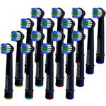 OneBuy24 - Aufsteckbürsten kompatibel mit Oral-B elektrischen Zahnbürsten - 16 Stück SCHWARZ. Kompatibel mit Precision Clean, Vitality, Professional Care, TriZone, Triumph, Advance Power, Smart Series