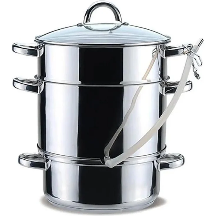 Maestro MR-1030 Juicer, Dampfentsafter aus Edelstahl und gehärtetem Glas, 8 Liter Saftbehälter, silber