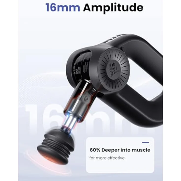 BOB AND BRAD D6 Pro Plus Massagepistole mit Wärmefunktion, 16 mm Amplitude Muskel Massage Gun, Elektrische Handmassagegerät Perkussive Massage für Sportler Muskelentspannung, Geschenke – Bild 3