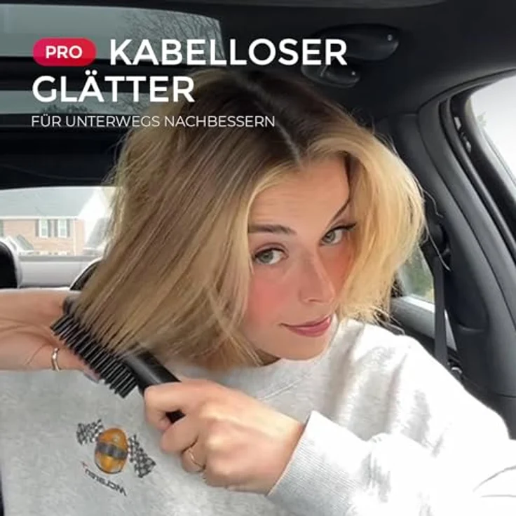 TYMO Porta Glättbürste Kabellose PRO, Negativ-Ionen-Haarglätter Stylingbürste, USB-Aufladefunktion – Bild 3