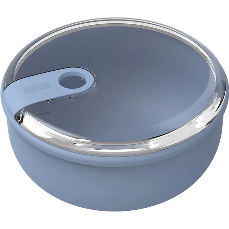 Rotho ELA Frischhaltedose rund 1,8 l, aus 100% recycelten Kunststoffen, Farbe: Horizon Blue, auslaufsicher und mikrowellengeeignet