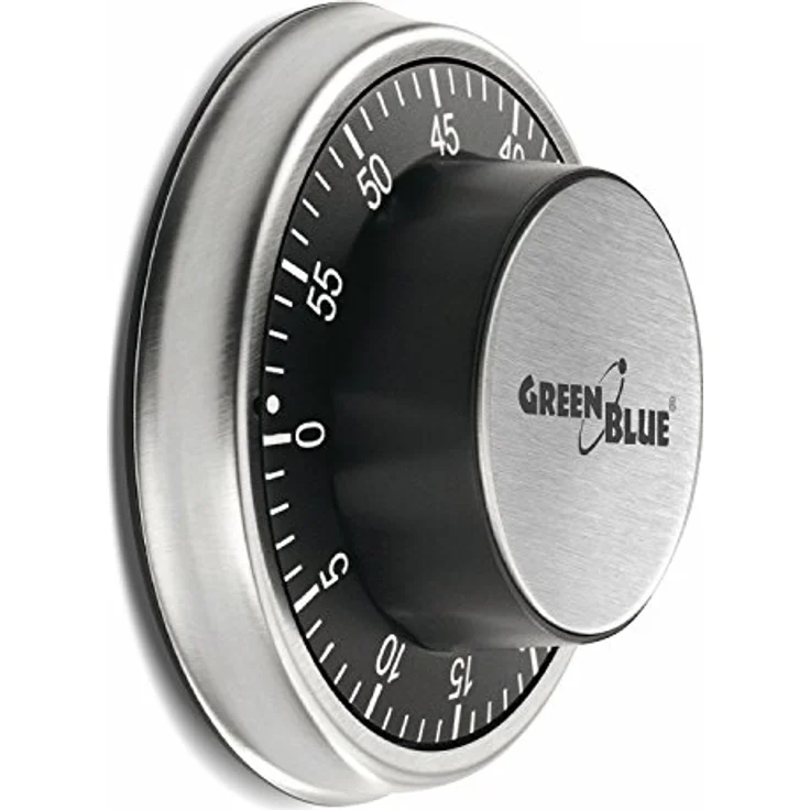 Green Blue GB152 Mechanischer Küchentimer Zeitmesser Eieruhr mit Magnetischer Rückseite Kochuhr Kurzzeitmesser 59min, Silver - Black – Bild 2