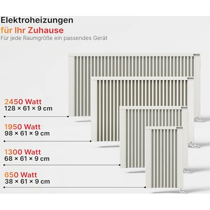 Thermotec AeroFlow Elektroheizung MAXI 2450 mit FlexiSmart-Regler, 2450 W, reinweiß (HFL007), Konvektor – Bild 6