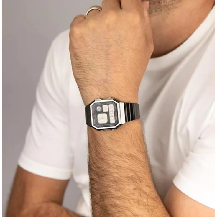 CASIO VINTAGE A130WEGG-1AEF, digitaler Chronograph, Quarzuhr mit Edelstahlarmband, für Damen und Herren – Bild 4